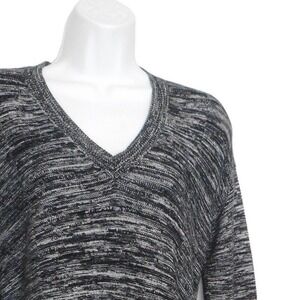 Ellen Tracy Sweater Women M S Black‎ Ivory Long Sleeve V-Neck Knit Tunic Neutral